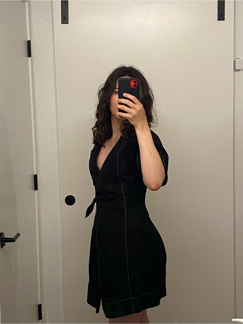 Ganni Cotton Poplin Wrap Mini Dress - Picture 2 of 6